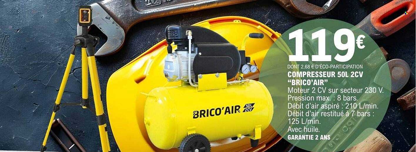 COMPRESSEUR 50L 2CV “BRICO’AIR”