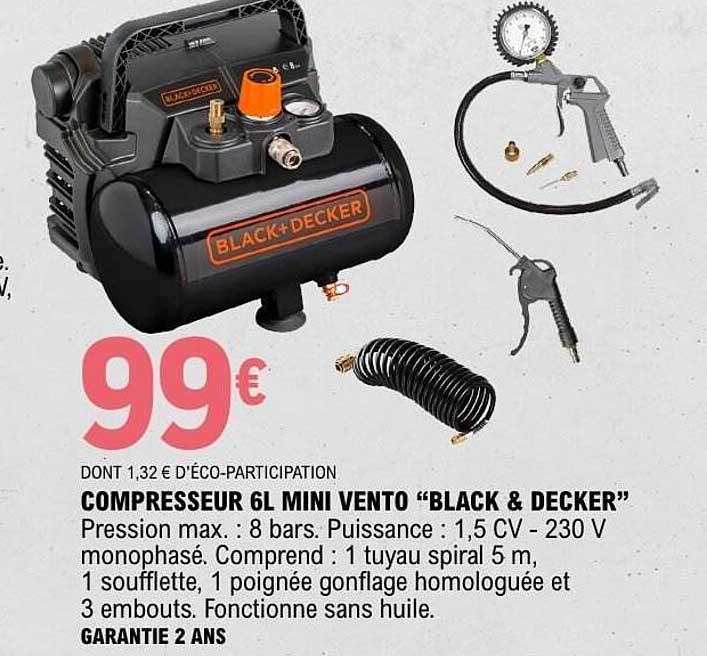 COMPRESSEUR 6L MINI VENTO “BLACK & DECKER”