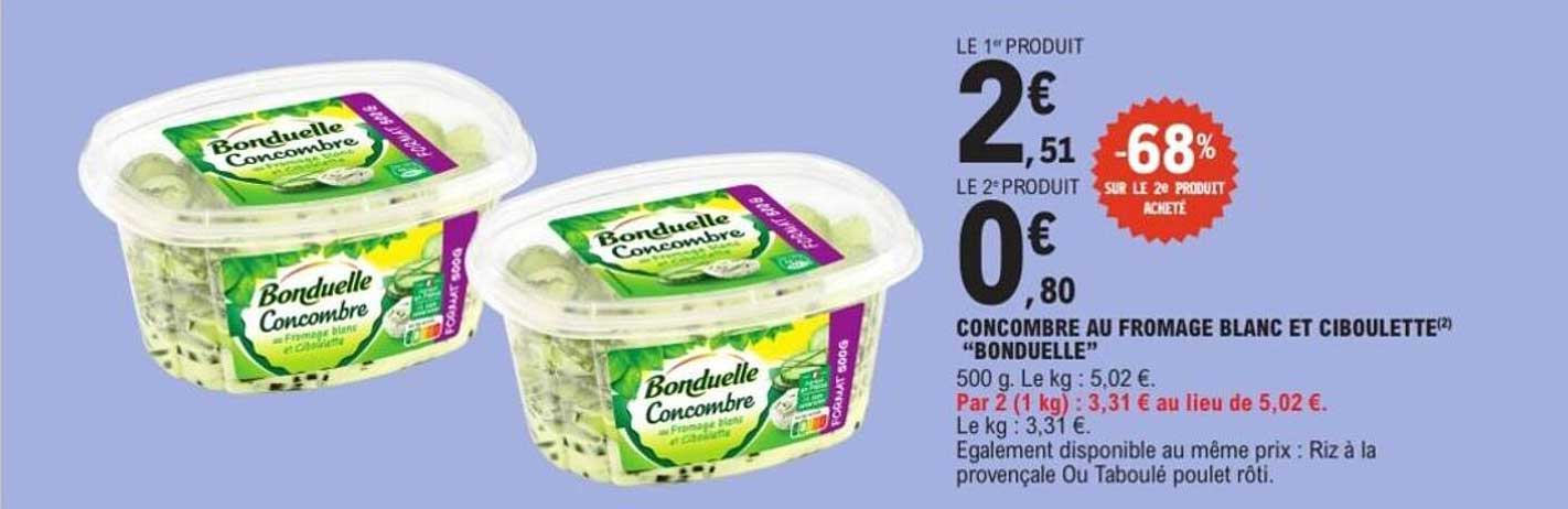 CONCOMBRE AU FROMAGE BLANC ET CIBOULETTE “BONDUELLE”
