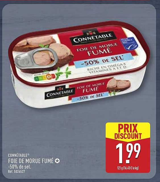 CONNETABLE® FOIE DE MORUE FUMÉ -50% de sel.