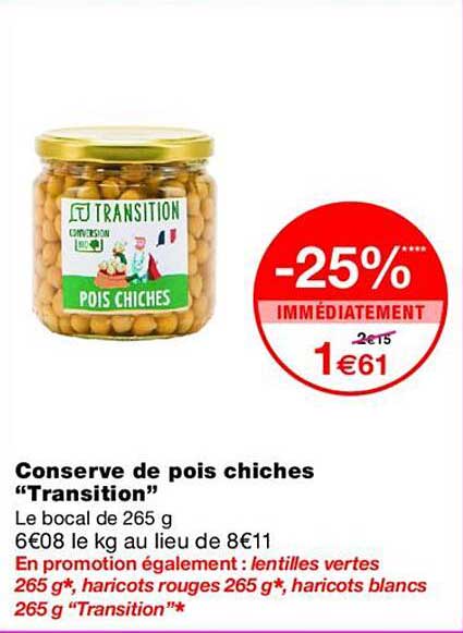 Conserve de pois chiches “Transition”