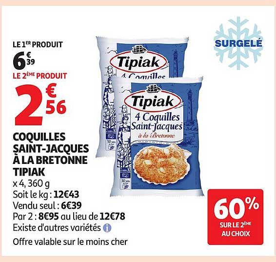 COQUILLES SAINT-JACQUES À LA BRETONNE TIPIAK x 4, 360 g