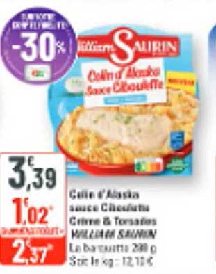 Côte d'Alaska sauce choucroute crème & tomates MAITRE SAUCIN