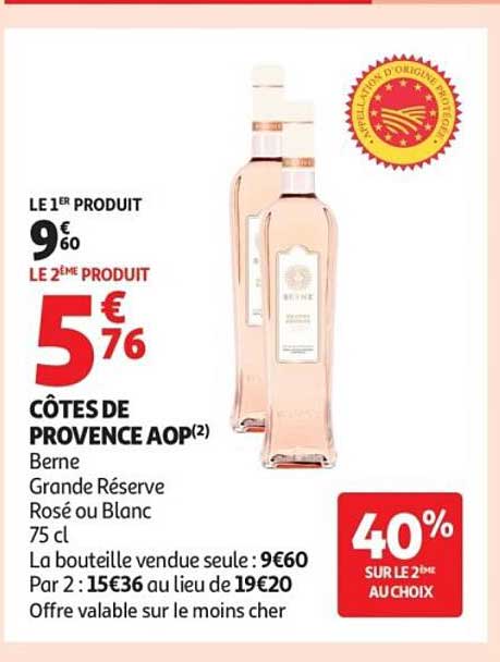 CÔTES DE PROVENCE AOP(2) Berne Grande Réserve Rosé ou Blanc 75 cl