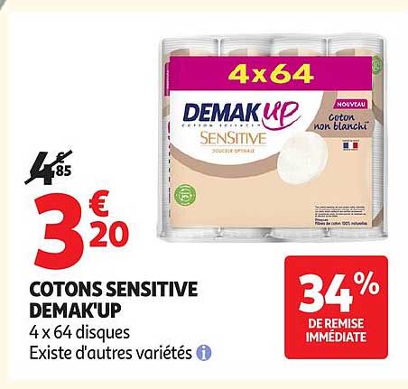 COTONS SENSITIVE DEMAK'UP 4 x 64 disques