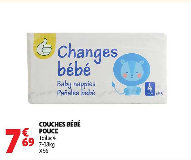 COUCHES BÉBÉ POUCE Taille 4 7-18kg X56