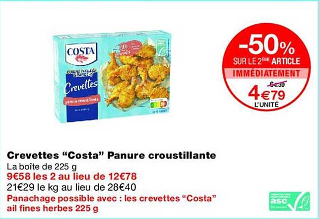 Crevettes “Costa” Panure croustillante