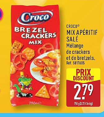 CROCO® MIX APÉRITIF SALÉ Mélange de crackers et de bretzels. Réf. 5017605