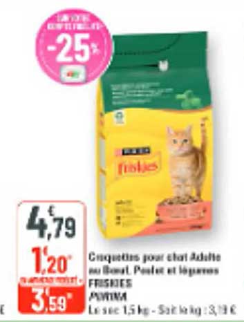 Croquettes pour chat adulte au boeuf, poulet et légumes FRISKIES PARTY