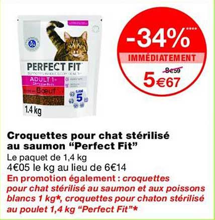 Croquettes pour chat stérilisé au saumon “Perfect Fit”