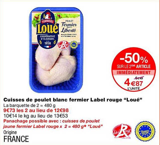 Cuisses de poulet blanc fermier Label rouge “Loué”