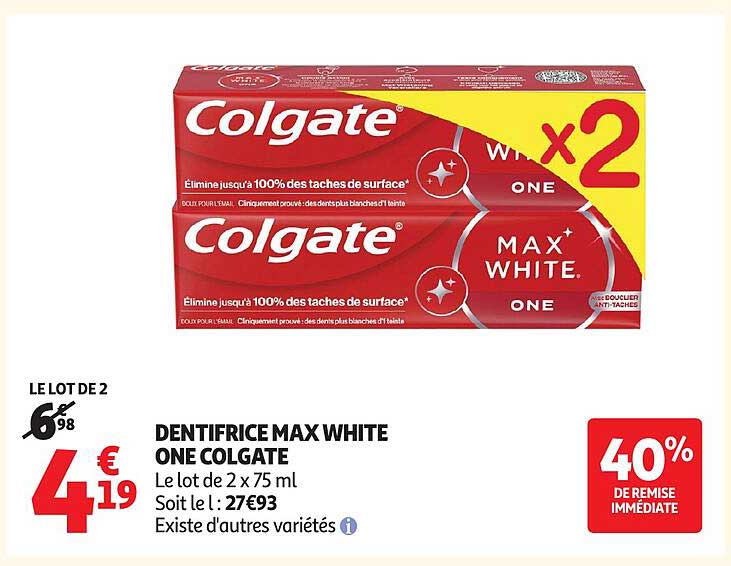 DENTIFRICE MAX WHITE ONE COLGATE