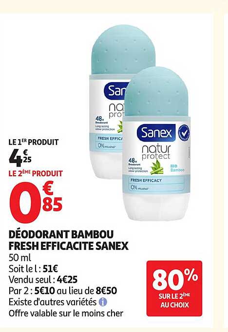 DÉODORANT BAMBOU FRESH EFFICACITÉ SANEX