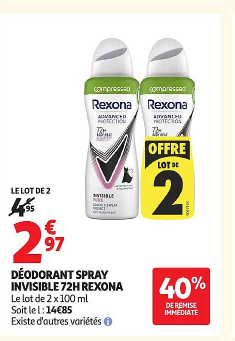 DÉODORANT SPRAY INVISIBLE 72H REXONA