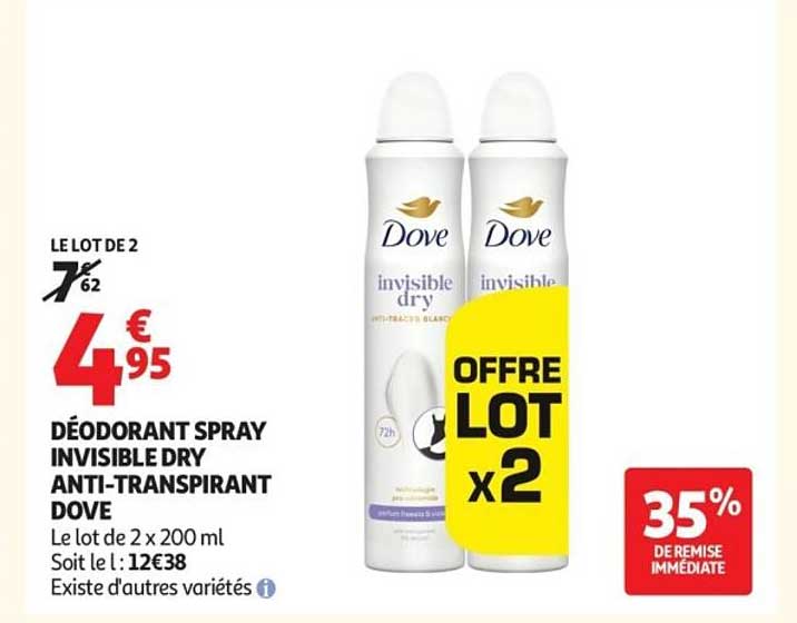 DÉODORANT SPRAY INVISIBLE DRY ANTI-TRANSPIRANT DOVE