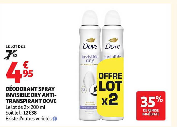 DÉODORANT SPRAY INVISIBLE DRY ANTI-TRANSPIRANT DOVE