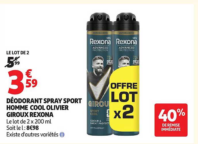 DÉODORANT SPRAY SPORT HOMME COOL OLIVIER GIROUX REXONA