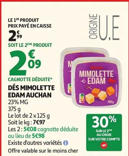 DÈS MIMOLETTE EDAM AUCHAN