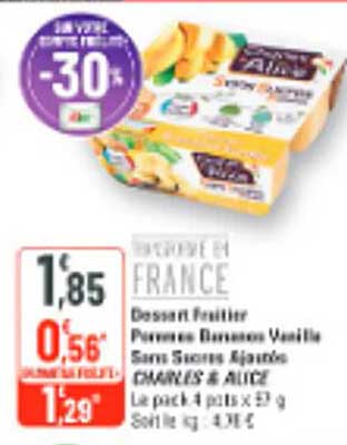 DESSERT FRAIS - Desserts Fermiers Poires Banane Vanille Sans Sucres Ajoutés COMMERCE DE FRANCE