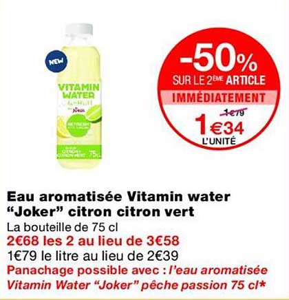 Eau aromatisée Vitamin water “Joker” citron citron vert