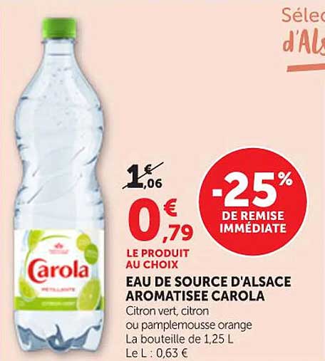 EAU DE SOURCE D'ALSACE AROMATISEE CAROLA