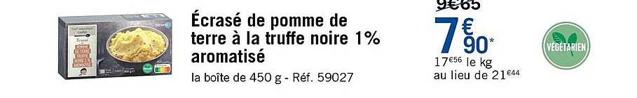Écrasé de pomme de terre à la truffe noire 1% aromatisé