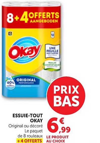 ESSUIE-TOUT OKAY Original ou décoré Le paquet de 8 rouleaux + 4 OFFERTS