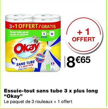 Essuie-tout sans tube 3 x plus long “Okay”