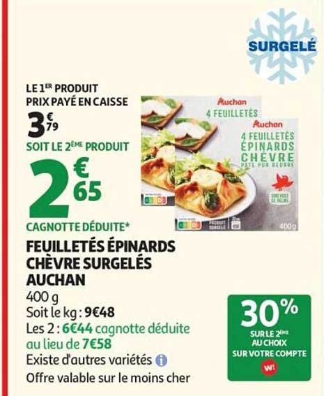 FEUILLETÉS ÉPINARDS CHÈVRE SURGELÉS AUCHAN