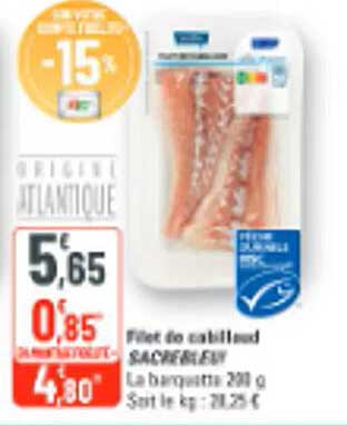 FILET DE CABILLAUD SAUCÉ BISCUIT La barquette 283 g