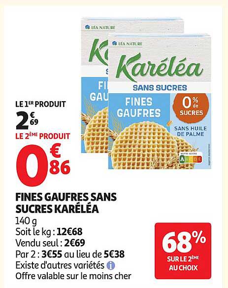 FINES GAUFRES SANS SUCRES KARÉLÉA