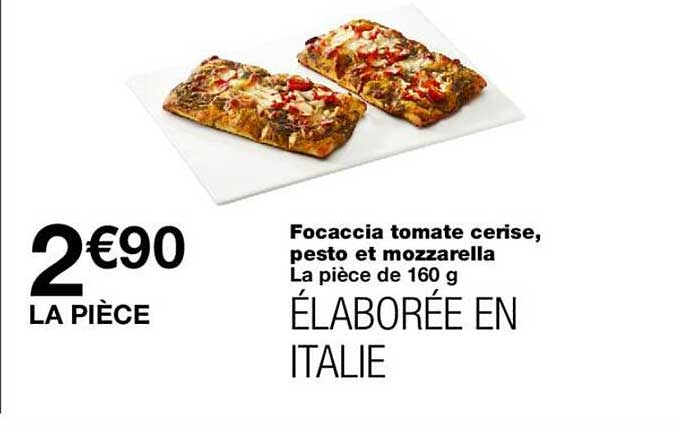 Focaccia tomate cerise, pesto et mozzarella