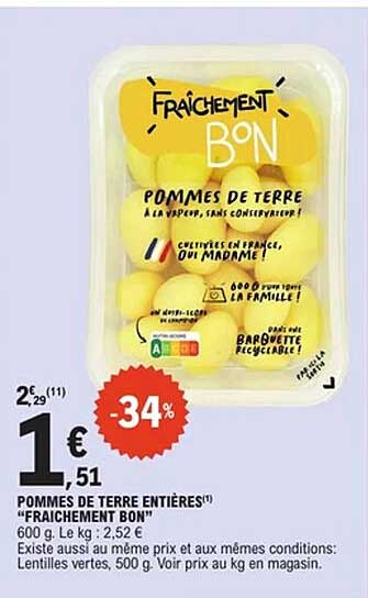 FRAICHEMENT BON POMMES DE TERRE