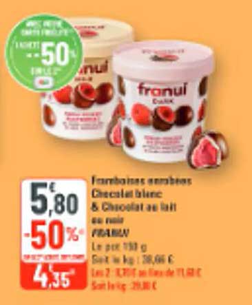 Framboises amboises gélées blanc & Chocolat au lait