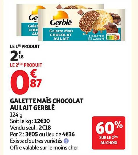 GALETTE MAÏS CHOCOLAT AU LAIT GERBLÉ