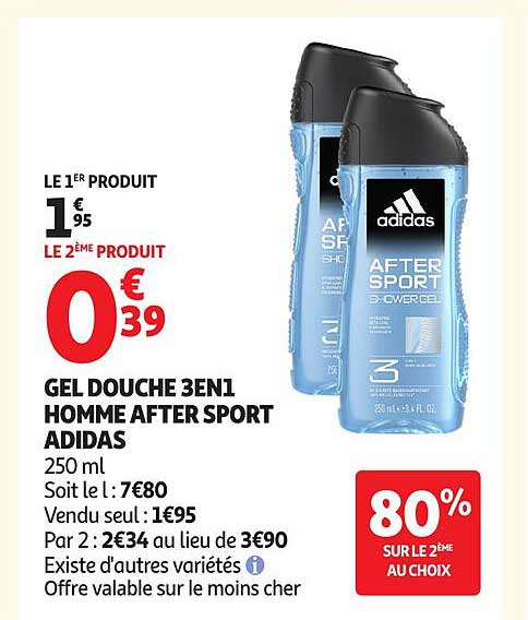 GEL DOUCHE 3EN1 HOMME AFTER SPORT ADIDAS