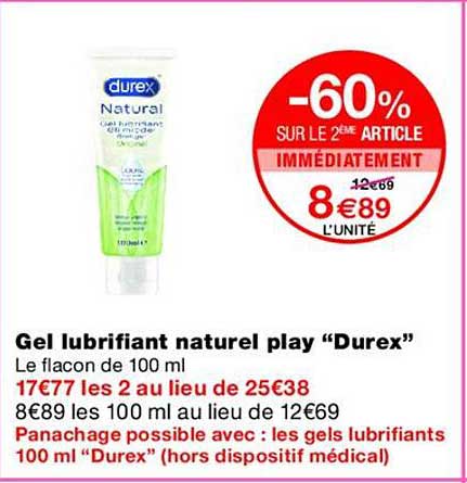 Gel lubrifiant naturel play “Durex”