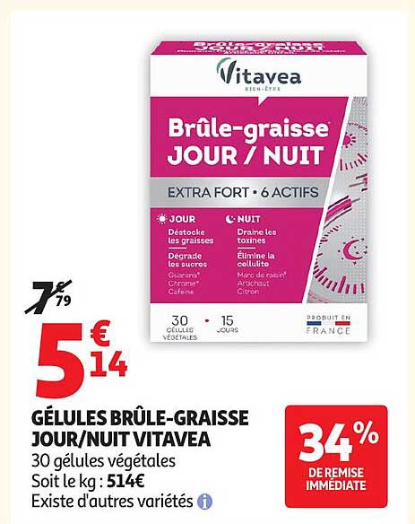 GÉLULES BRÛLE-GRAISSE JOUR/NUIT VITAVEA