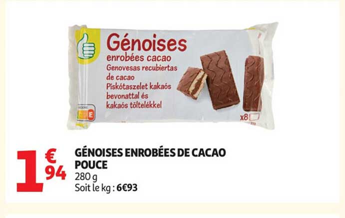 GÉNOISES ENROBÉES DE CACAO POUCE