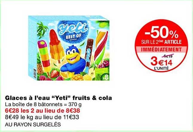 Glaces à l’eau “Yeti” fruits & cola
