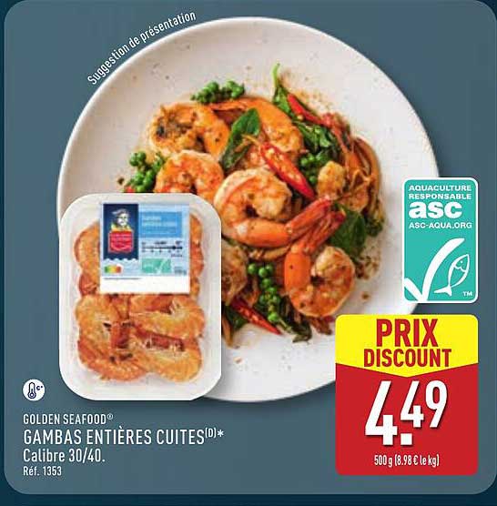 GOLDEN SEAFOOD® GAMBAS ENTIÈRES CUITES(D)*