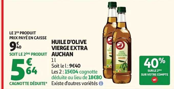 HUILE D'OLIVE VIERGE EXTRA AUCHAN
