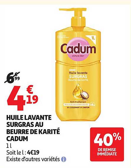 HUILE LAVANTE SURGRAS AU BEURRE DE KARITÉ CADUM
