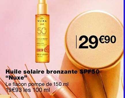 Huile solaire bronzante SPF50 “Nuxe”