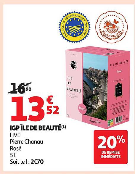 IGP ÎLE DE BEAUTÉ HVE Pierre Chanu Rosé 5 l Soit le l : 2€70