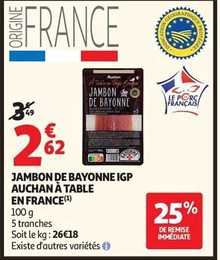 JAMBON DE BAYONNE IGP AUCHAN À TABLE EN FRANCE(1)