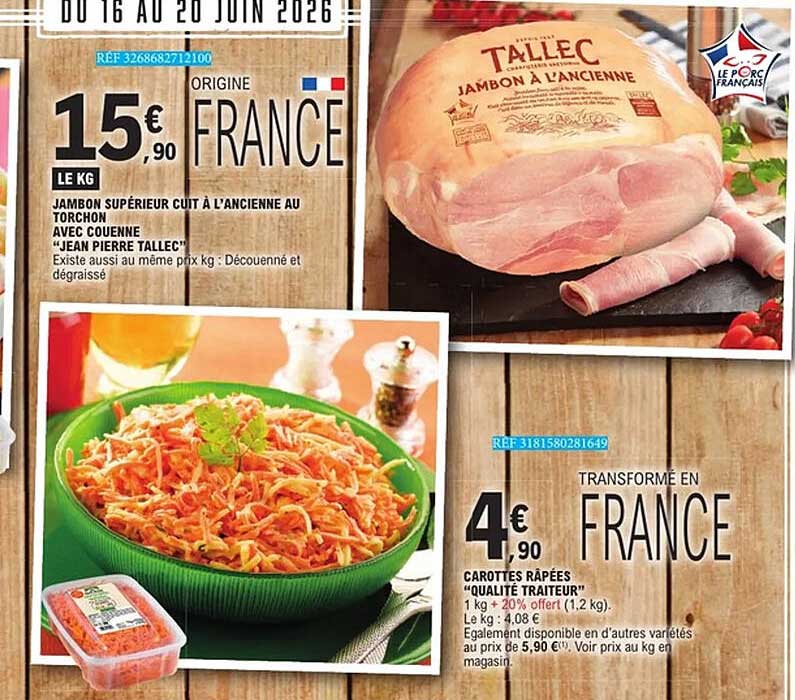 Jambon supérieur cuit à l'ancienne au torchon avec couenne "Jean Pierre Tallec"