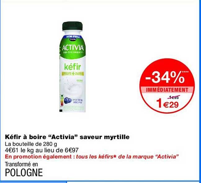 Kéfir à boire “Activia” saveur myrtille