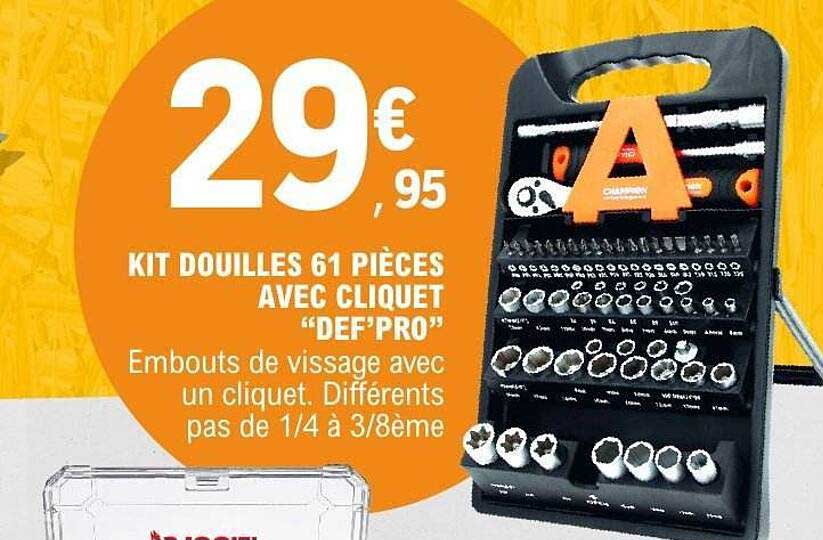 KIT DOUILLES 61 PIÈCES AVEC CLIQUET "DEF'PRO"