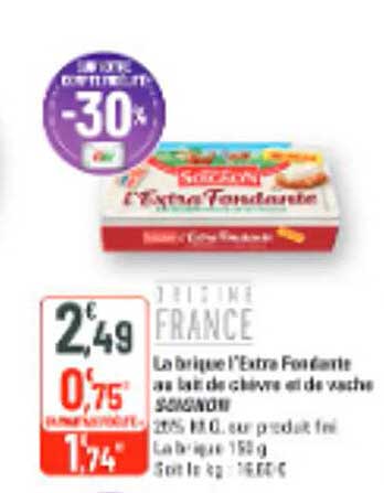 La brique L'Extra Fondante au lait de chèvre et de vache SOIGNON